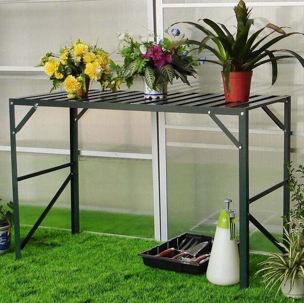 Lentynėlė - staliukas šiltnamiui iš aliuminio (120x50x75 cm) – žalias