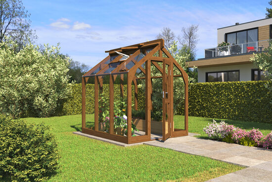 ML 1 -  1,95 x 2,15 m / 4,19 m2 stiklinis šiltnamis mediniu rėmu 