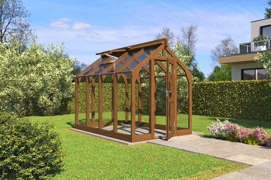 ML 2  1,95 x 2,85 m / 5,55 m2 stiklinis šiltnamis mediniu rėmu 