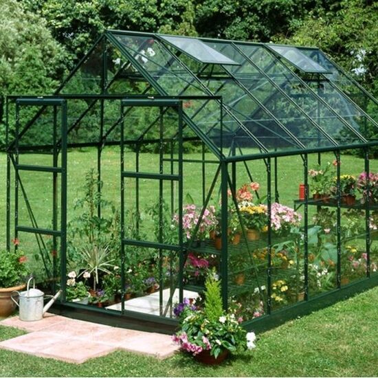 Magnum 128 žalias (9,9 m2; 2,57 x 3,84 m) grūdintu stiklu + pamatas