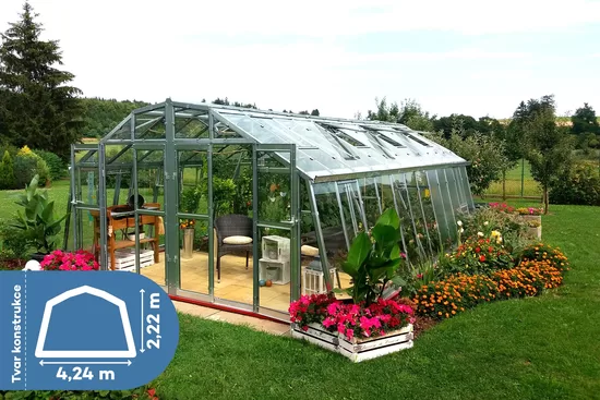 VARIANT M, 4 durų Limes stiklinis šiltnamis