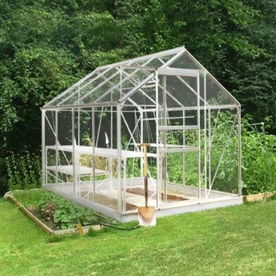 Popular 86 sidabrinis (5 m2; 1,93 x 2,57 m) su grūdintu stiklu ir pamatu