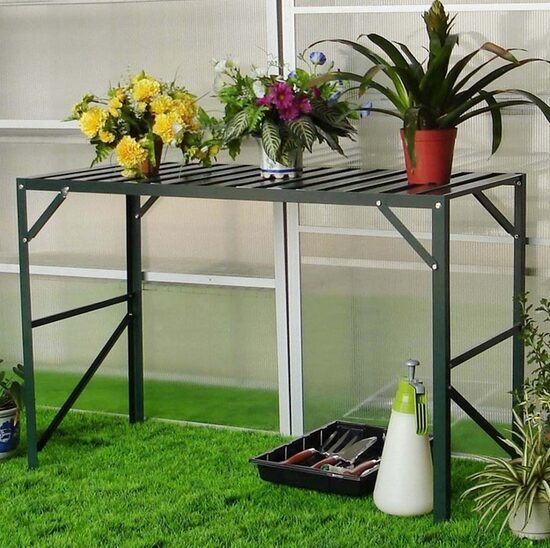 Lentynėlė - staliukas šiltnamiui iš aliuminio (120x50x75 cm) – žalias