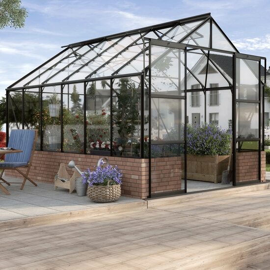 Cassandra 9900 (9,9 m2; 2,57 x 3,85 m) stiklinis šiltnamis + pamatas